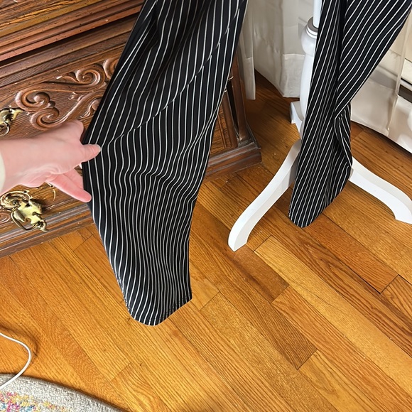 Pia, black, pinstripe, halter top jump suit. Size Large. - Picture 2 of 5